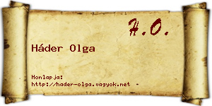 Háder Olga névjegykártya